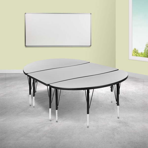 Flash Furniture Oval 47.5 W, 76 L, 25.25 H, Chrome, Laminate, Particleboard, Steel, Grey XU-GRP-A3048CON-48-GY-T-P-GG - main